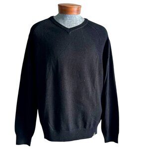 size XL wool Belstaff solid black v-neck lightweight sweater mens